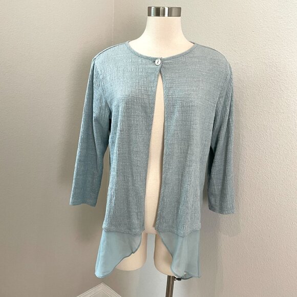 Lori Goldstein LOGO Womens Medium Asymmetrical One Button Cardigan Jacket - Picture 1 of 10